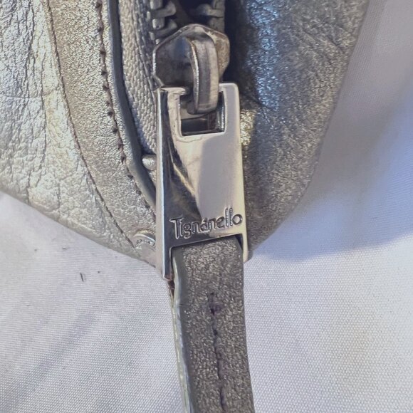 Tignaello Small Metallic Silver Pebble Leather Wallet Pocket Purse/Crossbody - Picture 14 of 16